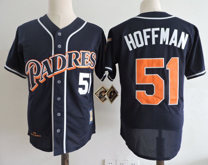 Men San Diego Padres 51 Hoffman Blue Throwback 1998 MLB Jerseys